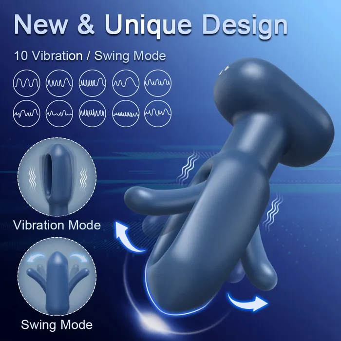 propinkup Male Sex Toys Karrot Butt Plug 10 Tapping 10 Vibrating Pointed Design Anal Toy with Remote Control