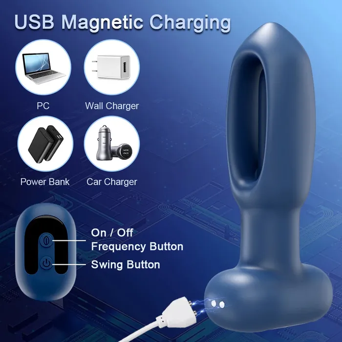 propinkup Male Sex Toys Karrot Butt Plug 10 Tapping 10 Vibrating Pointed Design Anal Toy with Remote Control