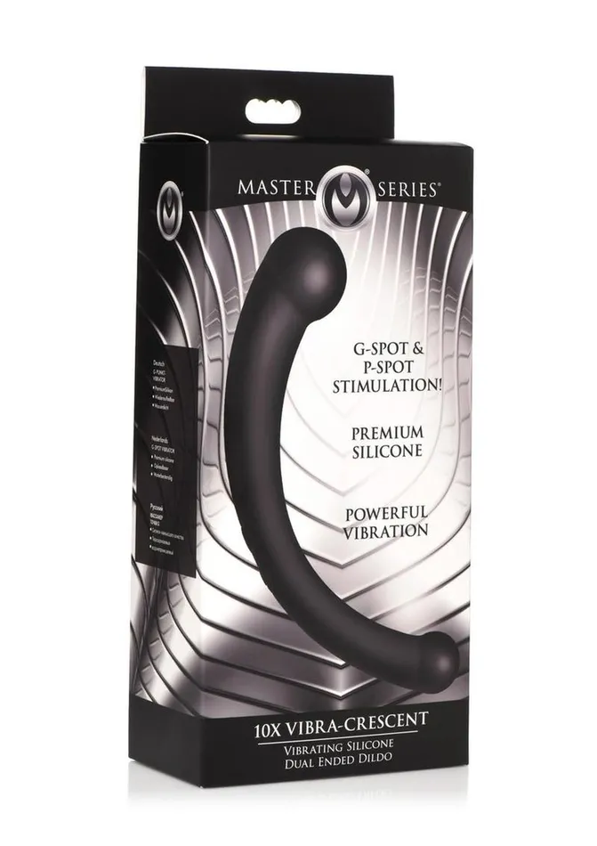 Master Series 10x VibraCrescent Rechargeable Silicone Vibrating Dual Ended Dildo Master Series Female Sex Toys