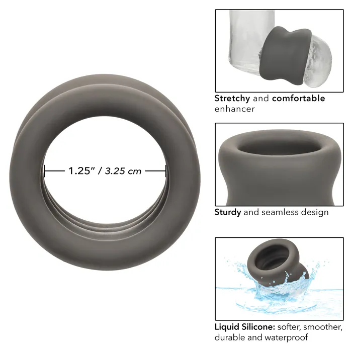 Alpha Liquid Silicone Scrotum Ring Gray Gray CalExotics Male Sex Toys Alpha Liquid Silicone Scrotum Ring Gray Gray CalExotics Male Sex Toys