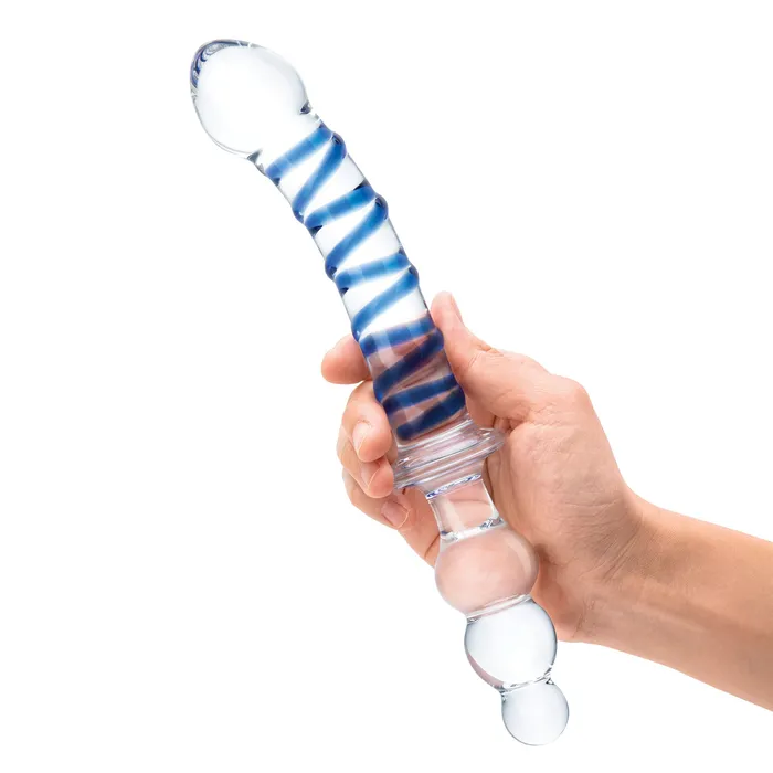 Dildos Glas 10 Inch Twister DualEnded Dildo Clearblue