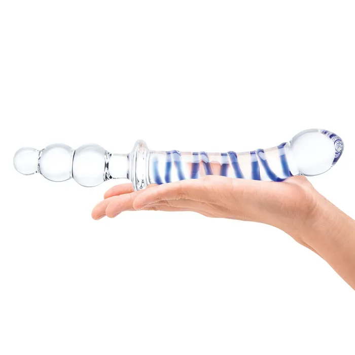 Dildos Glas 10 Inch Twister DualEnded Dildo Clearblue