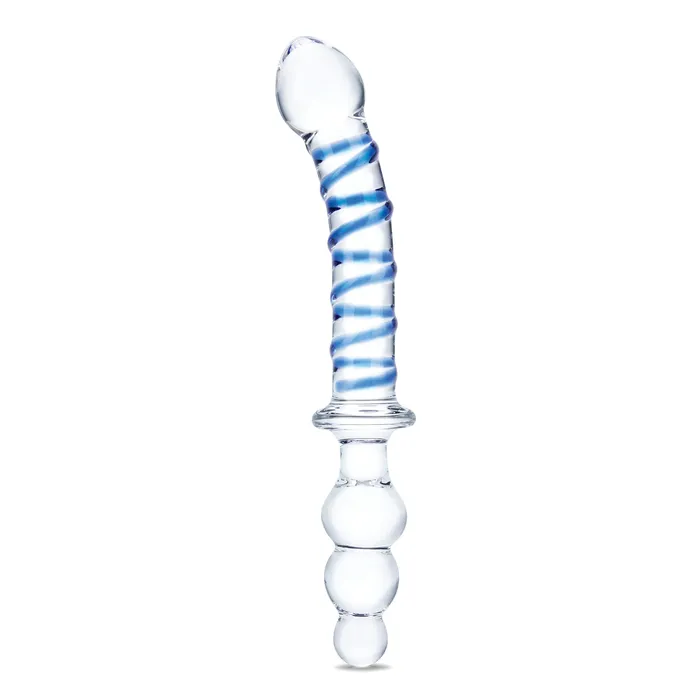 Dildos Glas 10 Inch Twister DualEnded Dildo Clearblue